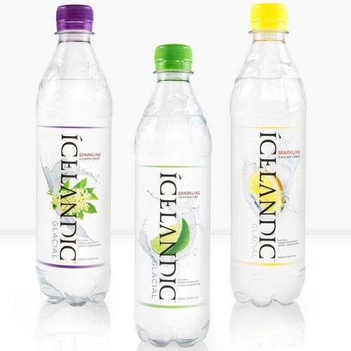 Gama najwyższej jakości gazowanych wód smakowych Icelandic Glacial o zdrowym składzie, bez cukru