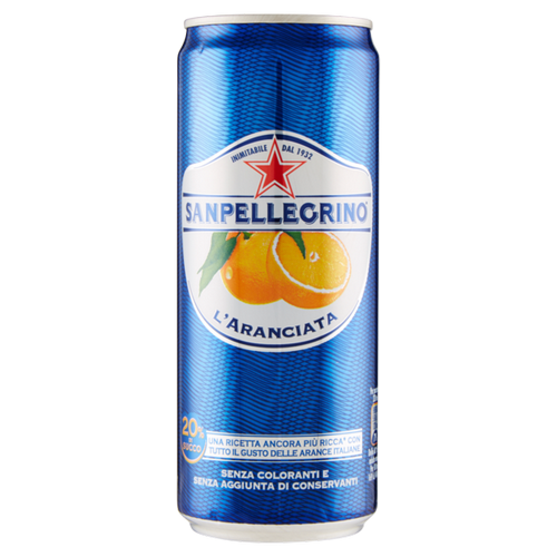 San Pellegrino Aranciata to kultowy włoski napój gazowany w puszce o pojemności 330 ml