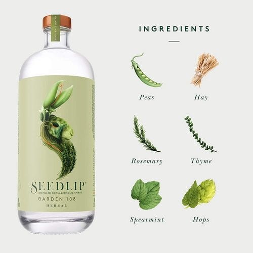 Seedlip Garden 108 jest stworzony z naturalnych destylatów i ekstraktów roślinnych (groch, siano, mięta zielona, rozmaryn, tymianek i chmiel)