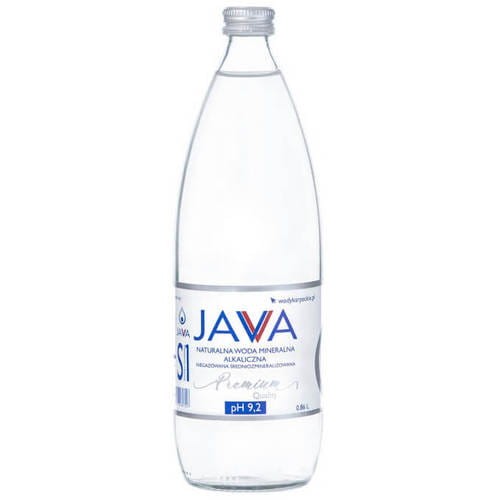 Naturalnie alkaliczna woda Java 860 ml w szklanej butelce