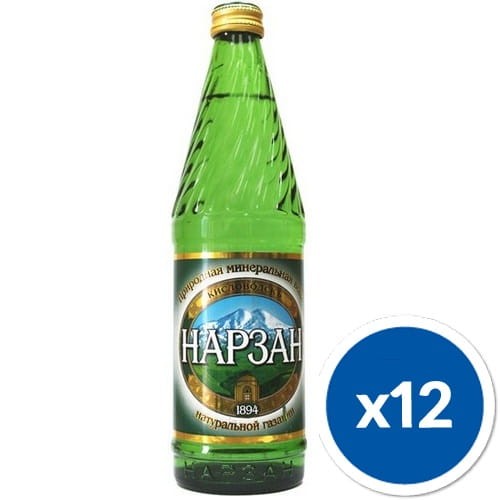 Skrzynka wody Narzan Gold gazowanej, 0,5 litra, w szkle, 12 sztuk