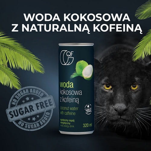 Woda kokosowa z kofeiną z guarany Quality Food - przepyszna w przerwie na kawę lub po treningu