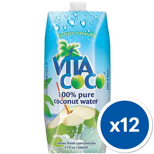 12 kartonów wody kokosowej Vita Coco półlitrowych - naturalny izotonik