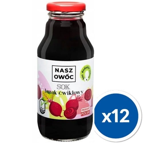 Nasz Owoc Burak Ćwikłowy 100% Sok 330 ml Szkło x12