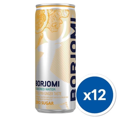 Borjomi 330 ml Naturalnie Gazowana puszka Cytryna Imbir x12