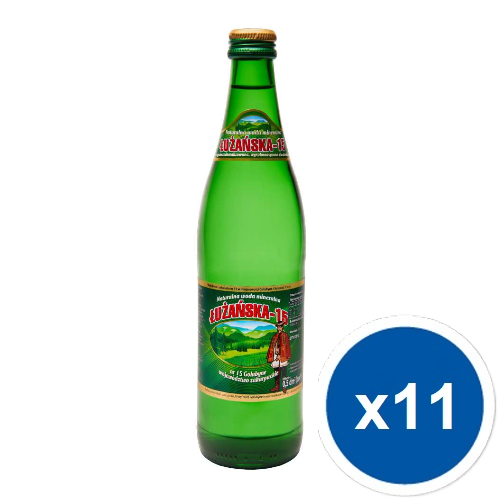 Łużańska 500 ml szkło Naturalna woda mineralna gazowana x11