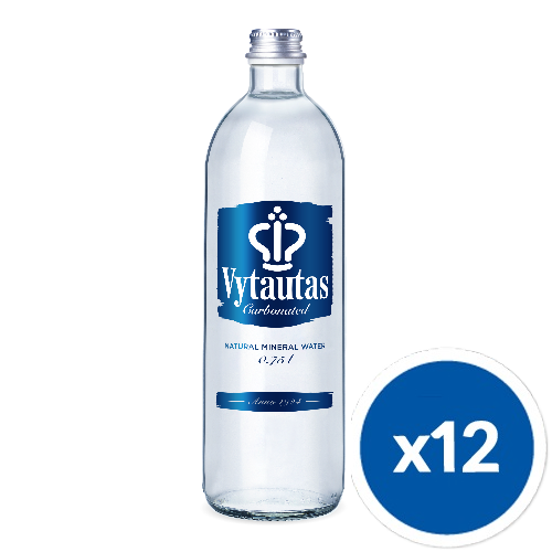 12 butelek wody  Vytautas 750 ml Gazowana Szkło