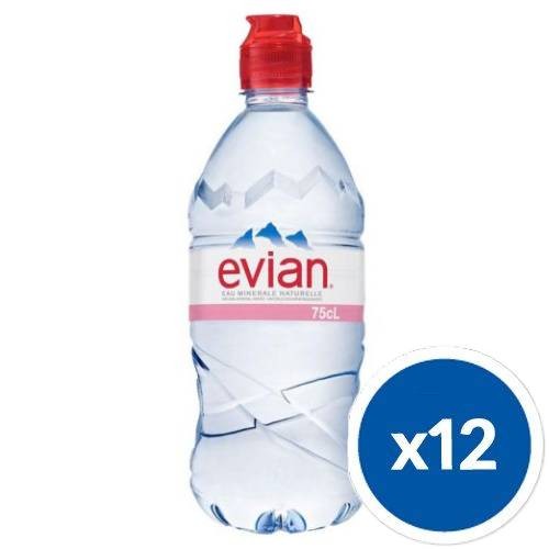 Francuska woda Evian z gór, alkaliczna, w plastikowej butelce, 12 sztuk