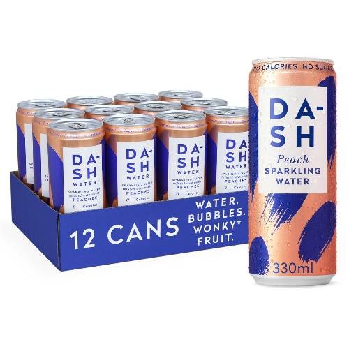 Woda gazowana smakowa Dash Water 330ml w puszce pakowana jest w zgrzewki po 12 sztuk.