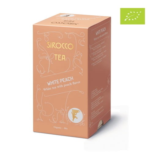 Biała herbata White Peach to najwyższej jakości herbata pochodząca z Chin, wzbogacona naturalnym aromatem brzoskwini.