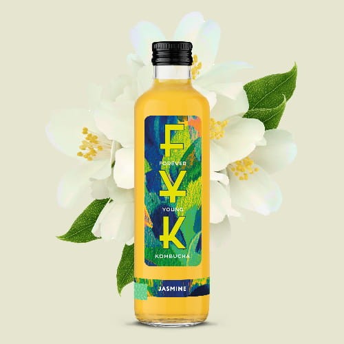Foverer Young Kombucha o smaku jaśminowym to napój herbaciany z naturalnej fermentacji, bogaty w probiotyki, kwasy organiczne, enzymy trawienne i antyoksydanty.