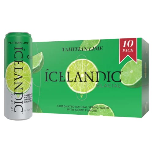 W zestawie znajduje się 10 puszek wody Icelandic Glacial 330 ml.