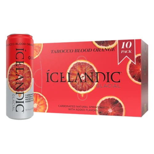 W zestawie znajduje się 10 puszek wody Icelandic Glacial 330 ml.