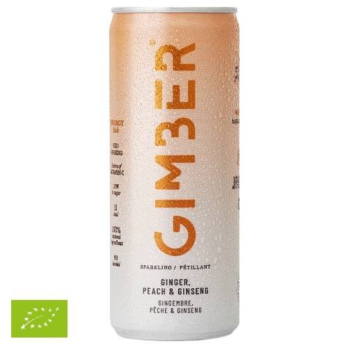 Gimber BIO Peach & Ginseng 250 ml puszka x12