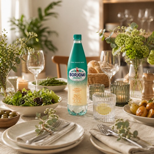 Borjomi Aromati Cytrusy Imbir to gazowana woda smakowa na bazie naturalnej wody mineralnej Borjomi, z dodatkiem naturalnych aromatów.