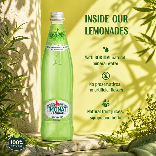 Borjomi Limonati Tarkhun to naturalna gruzińska lemoniada o bogatym smaku klasycznego estragonu.