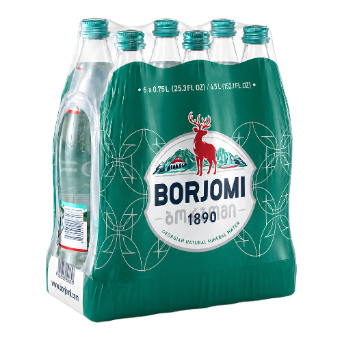 Woda Borjomi 750 ml w szkle pakowana po 6 butelek