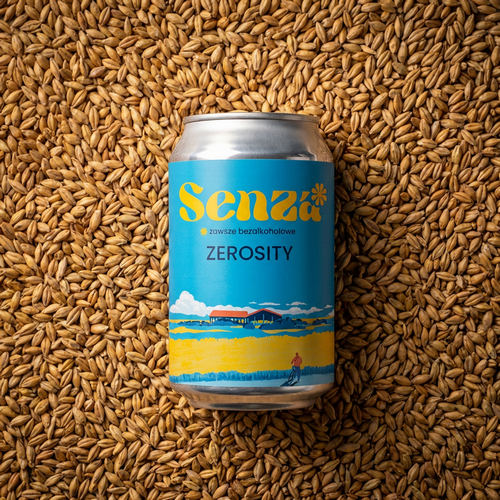 Senza Zerosity 330 ml to piwo bezalkoholowe w puszce - lekkie, orzeźwiające i wygodne na co dzień, do posiłku lub spotkań.