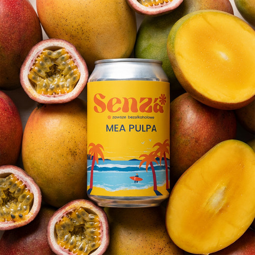 Senza Mea Pulpa 330 ml to bezalkoholowe smoothie sour z mango i marakują - gęste, soczyste, tropikalne i lekko kwaskowe.