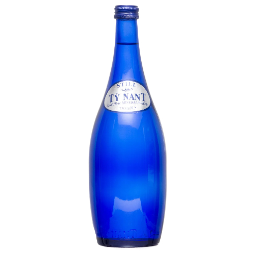 Woda Ty Nant z Wielkiej Brytanii niegazowana 750ml w szklanej, niebieskiej butelce