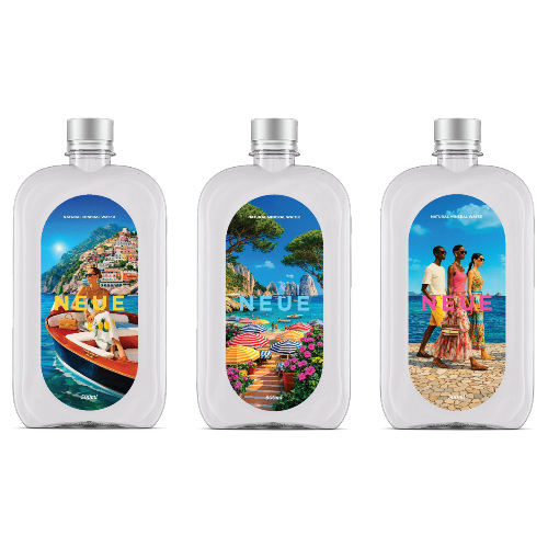 NEUE Water Capri Collection to limitowana edycja niegazowanej wody artezyjskiej z Danii w charakterystycznej, płaskiej butelce 500 ml.
